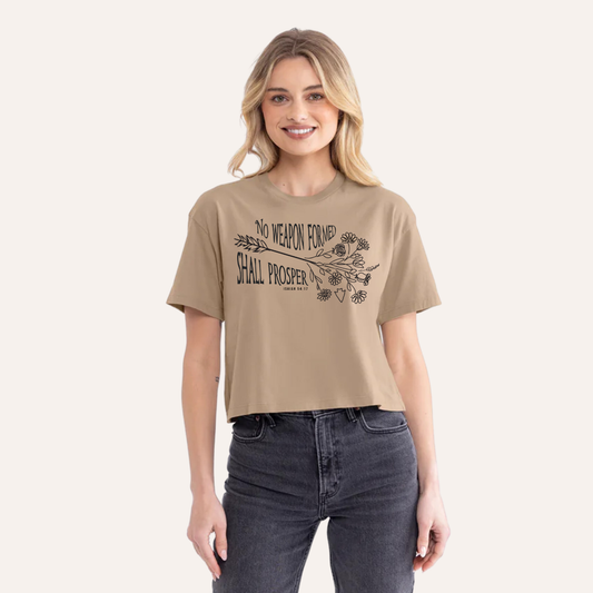 No Weapon Shall Prosper High Waist Christian Tee - Women