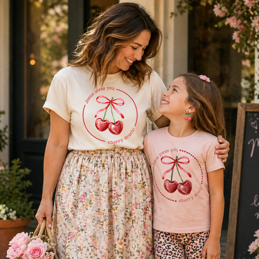 Jesus Loves You Cherry Much - Mama+Me Tee